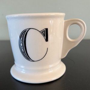 Anthropologie Letter "C” Initial Monogram Shaving Style Mug Cup
